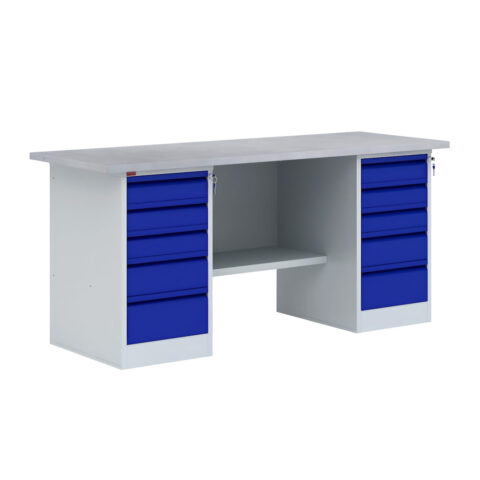 Двухтумбовый металлический верстак ВП-6/1,6